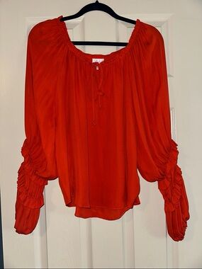 Parker 100% silk ruffle sleeve blouse